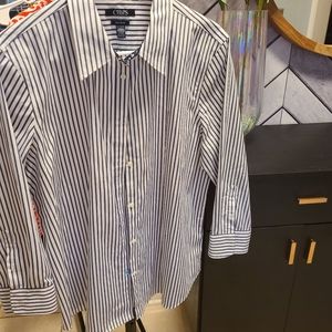 Chaps blue and white pinstripe shirt